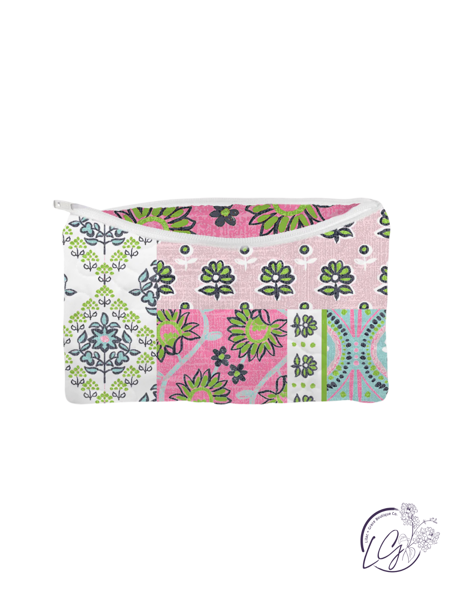 Laramie Patchwork in Green Quilted Makeup Bag