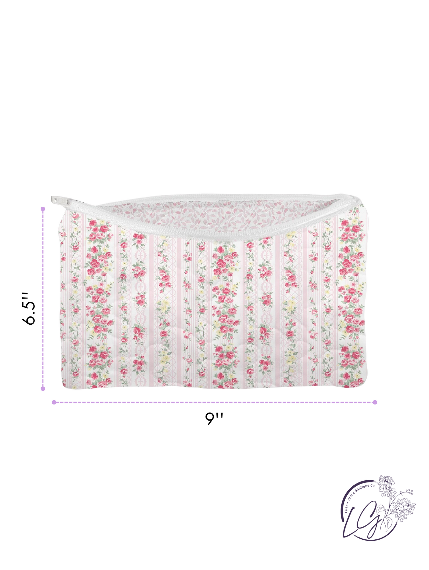 Wilshire Stripe Pink Quilted Makeup Bag