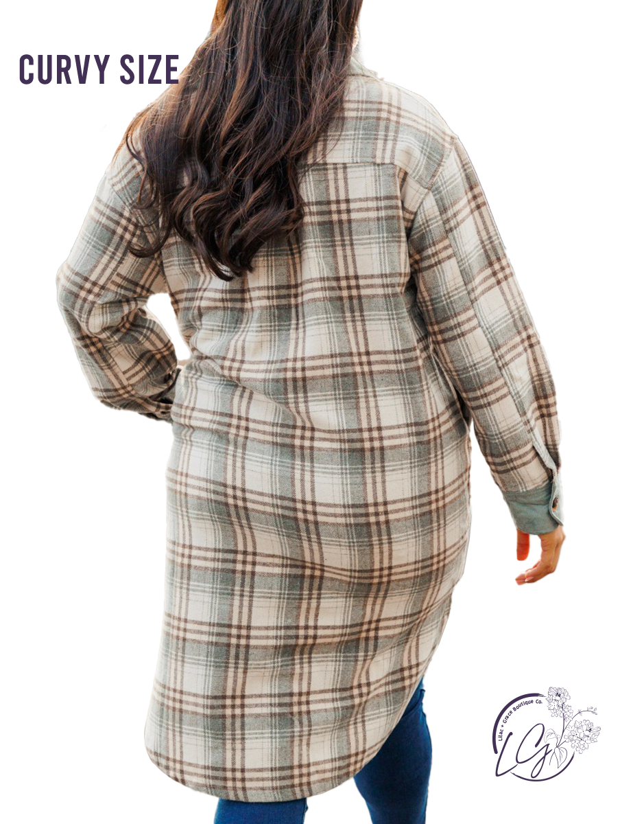 Curvy Classic Checkered Longline Jacket