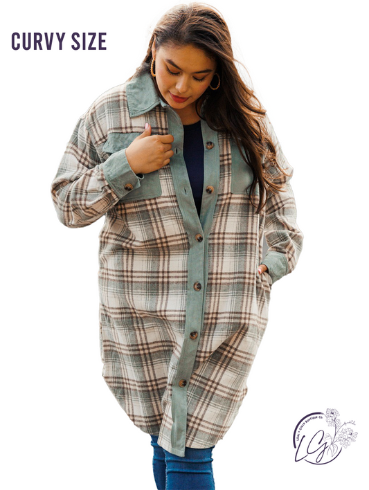 Curvy Classic Checkered Longline Jacket