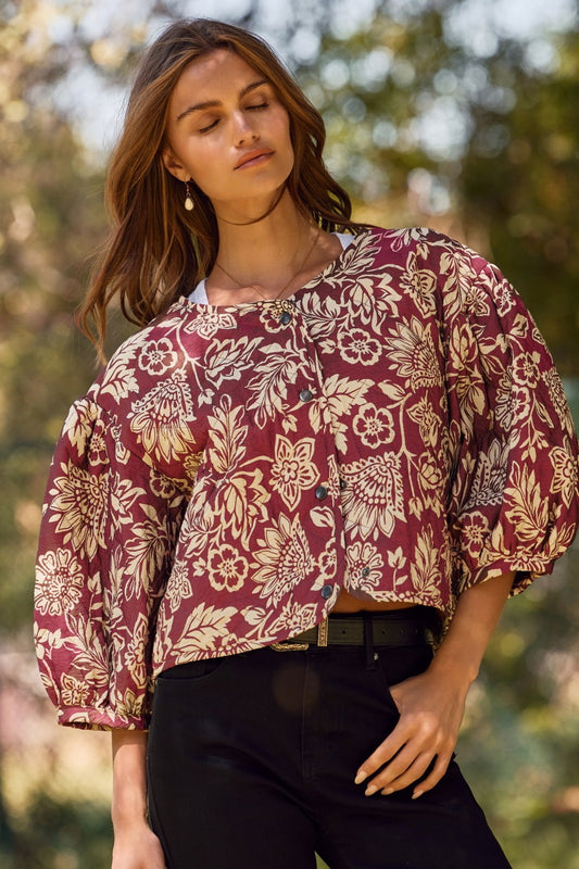 Curvy Harvest Garden Button Jacket
