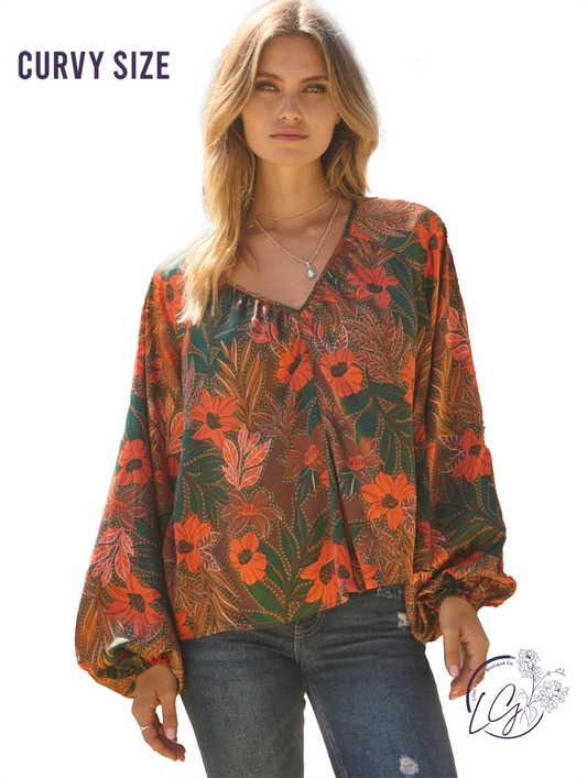 Curvy Autumn Petals Blouse