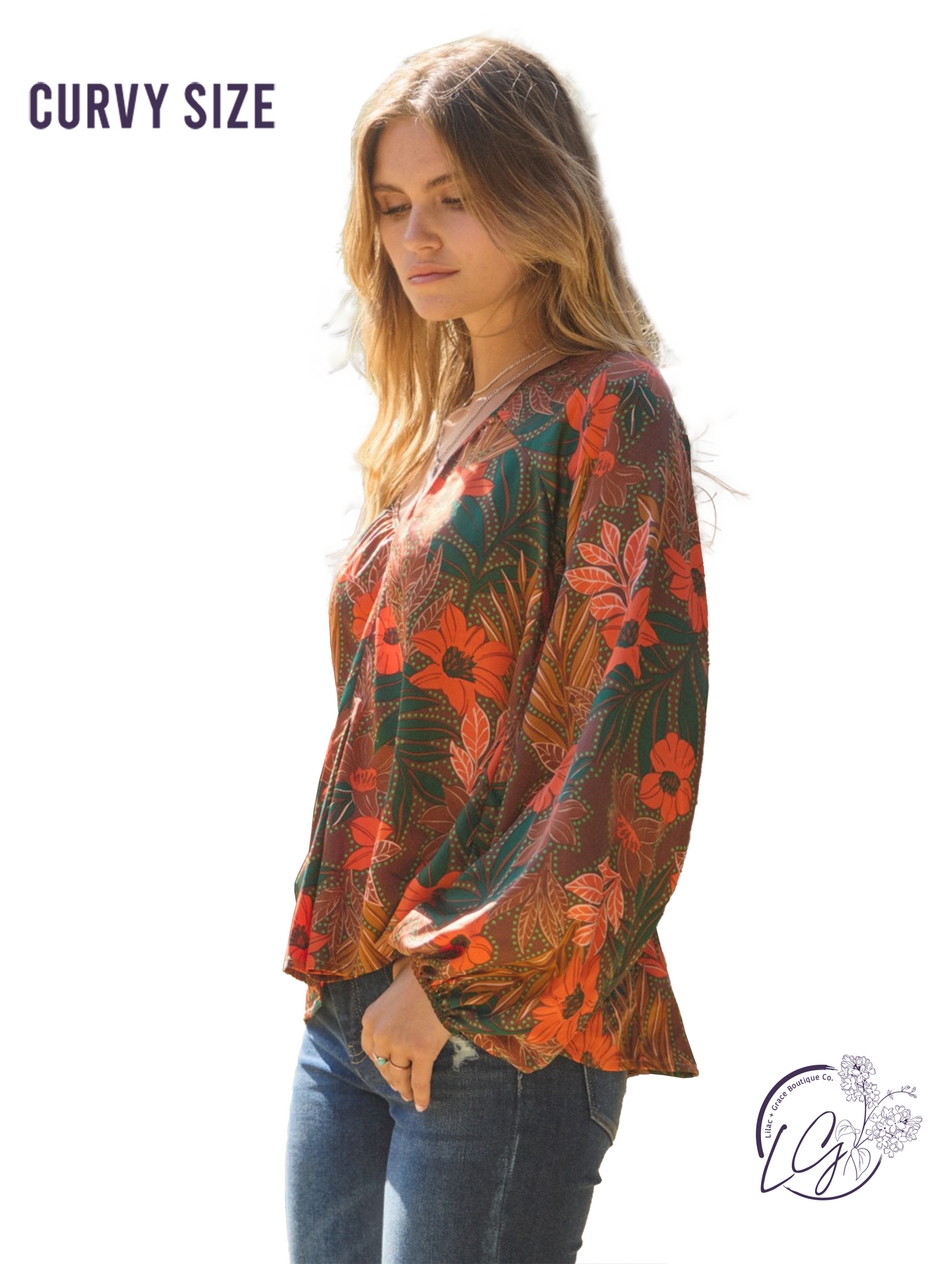 Curvy Autumn Petals Blouse