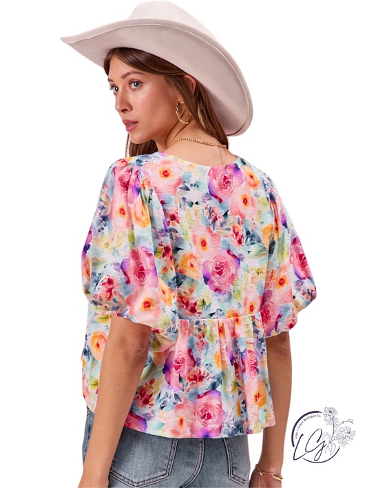 Sunset Balloon Sleeves Top