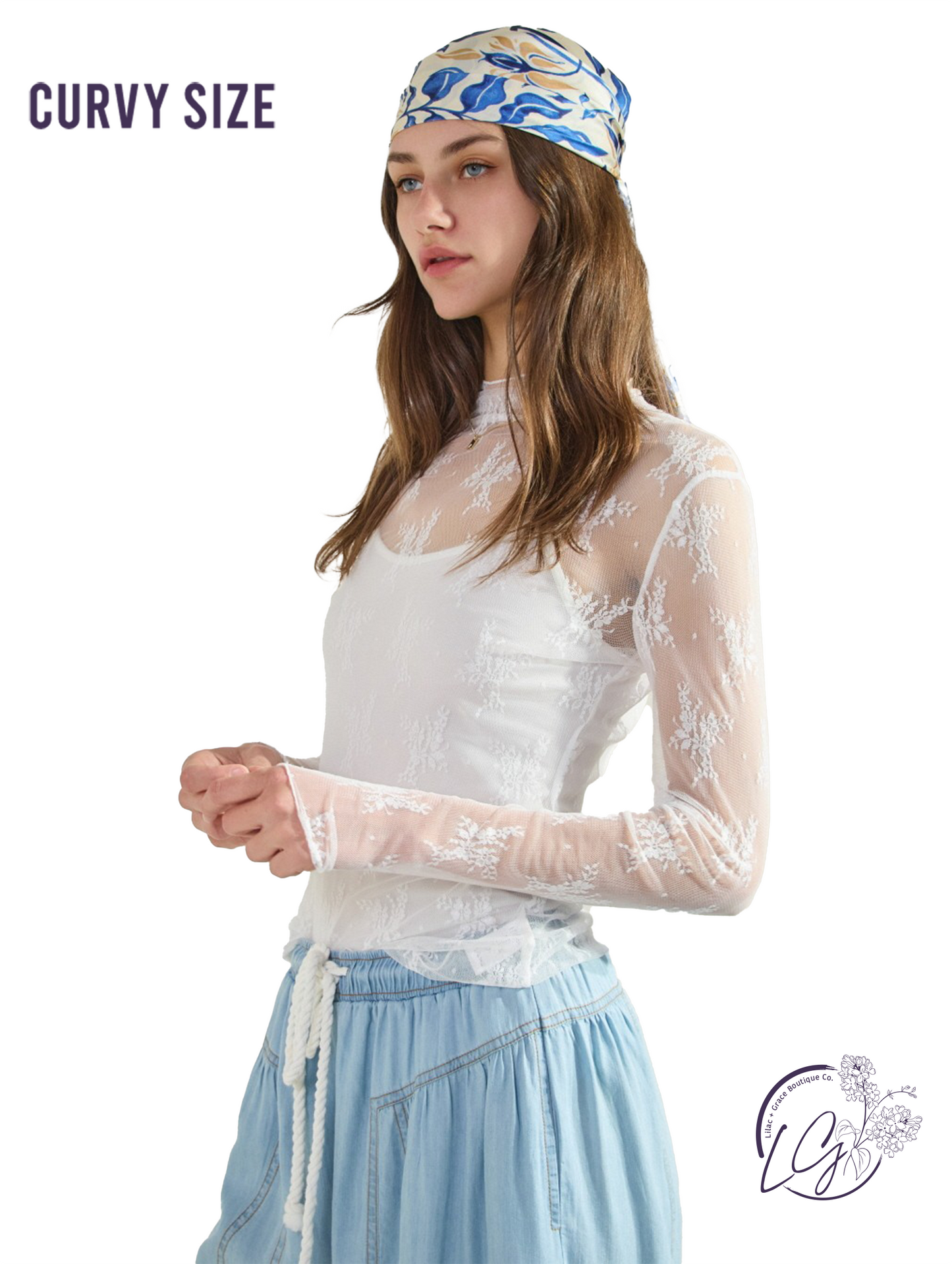 Curvy Midnight Lace Layering Top