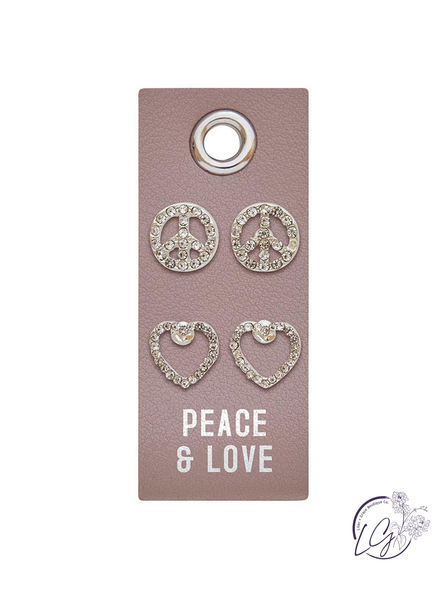 Silver Stud Earrings - Peace & Love