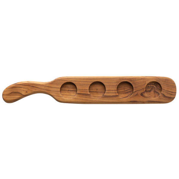 Teak Wood Flight W/Glasses