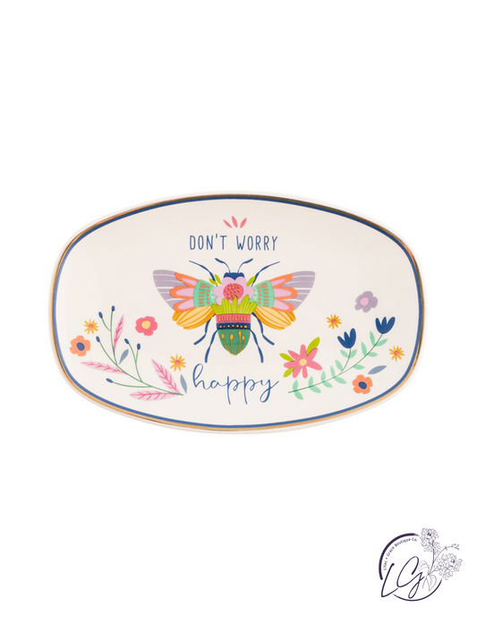 Oval Trinket Dish Bee Happy