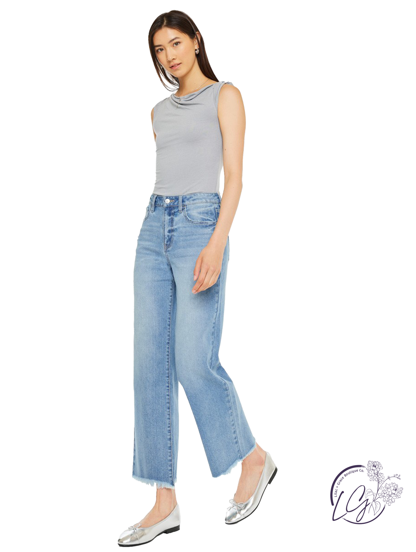 Sylvie High-Rise Slim Wide Leg Jeans by Kan Can
