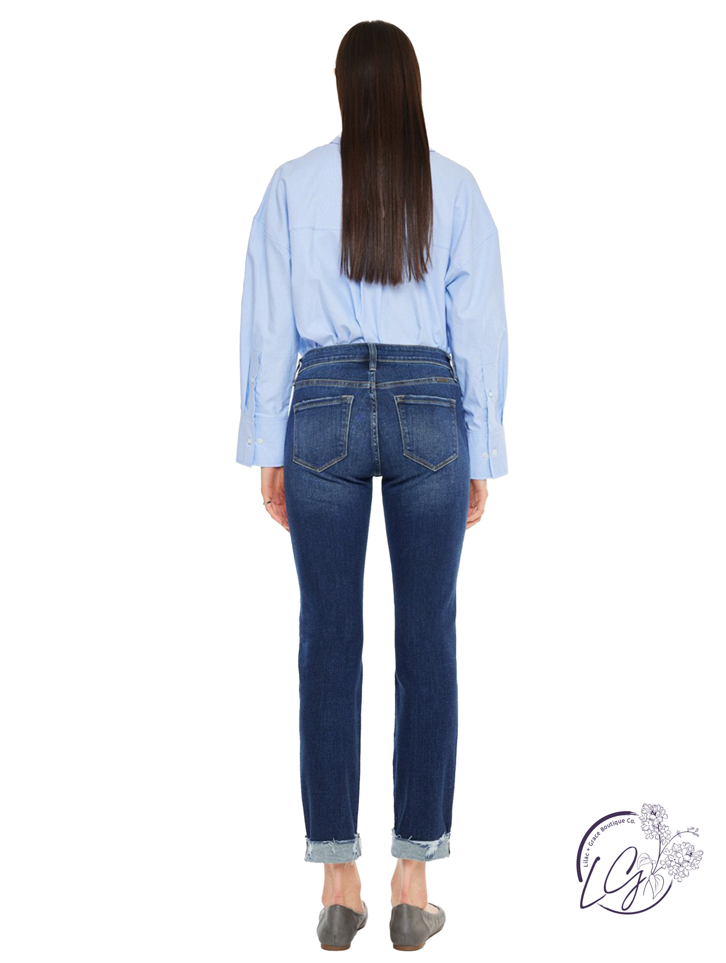 Mina Mid-Rise Slim Straight Pants by Kan Can