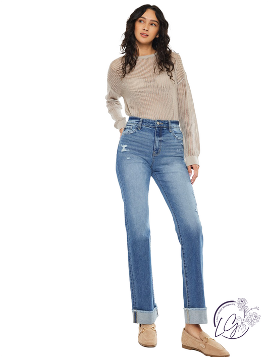 Alina High-Rise Straight Leg Jeans by Kan Can