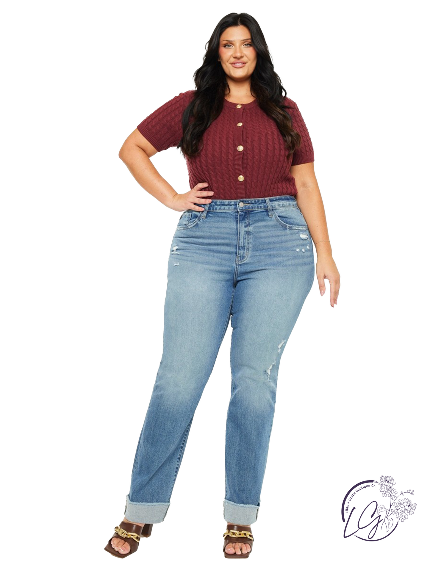 Curvy Alina High-Rise Straight Leg Jeans by Kan Can