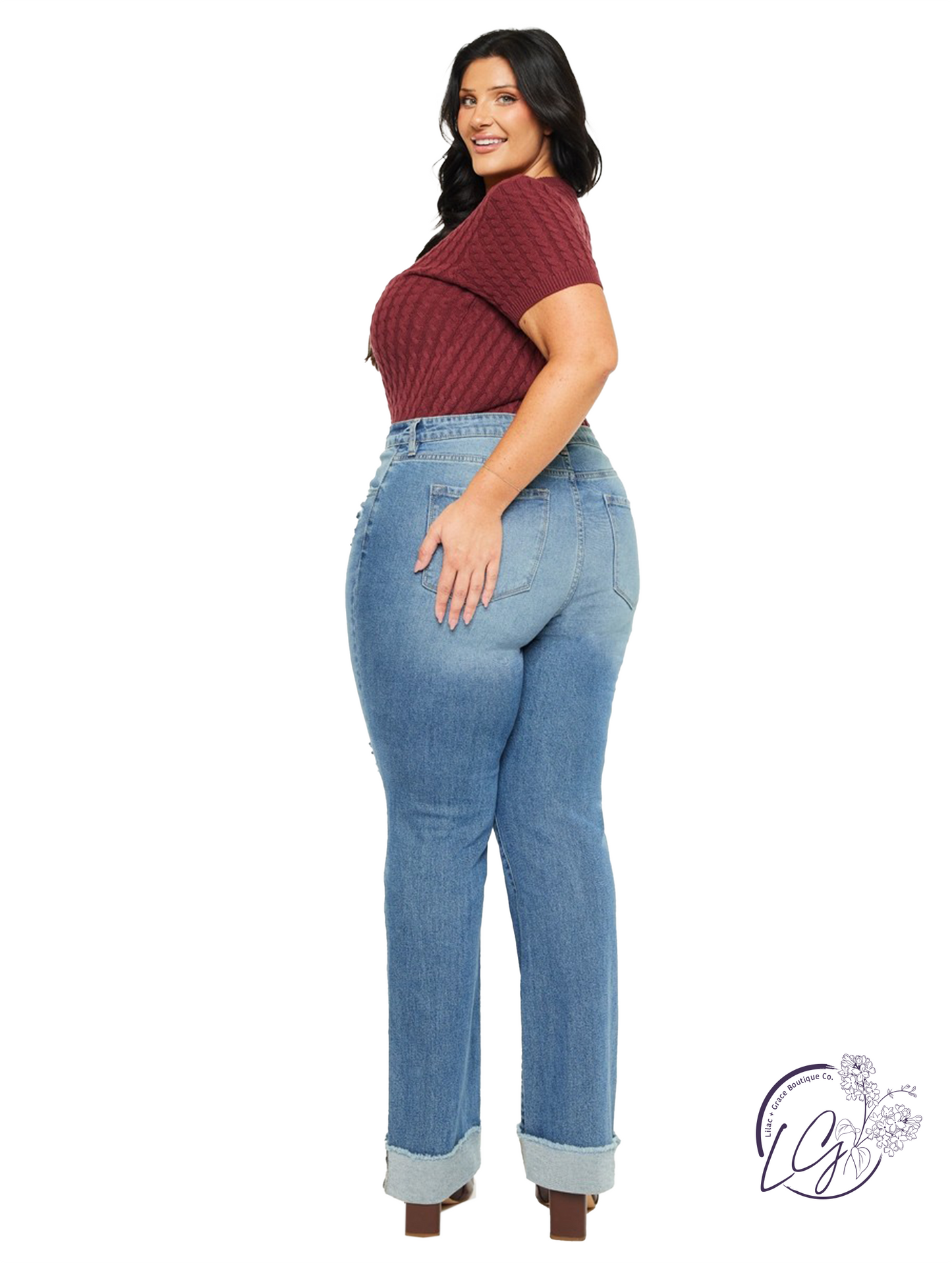 Curvy Alina High-Rise Straight Leg Jeans by Kan Can