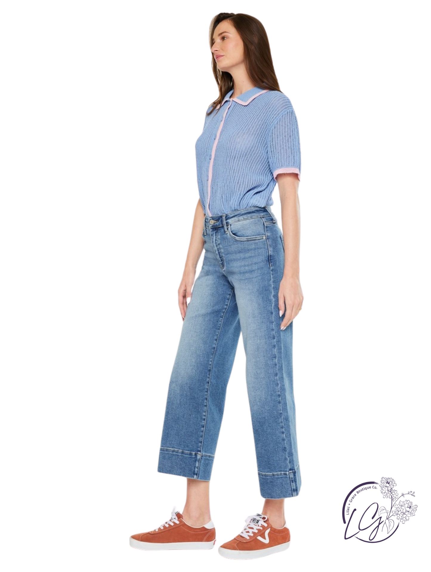 Veda High Rise Crop Wide Leg By Kan Can