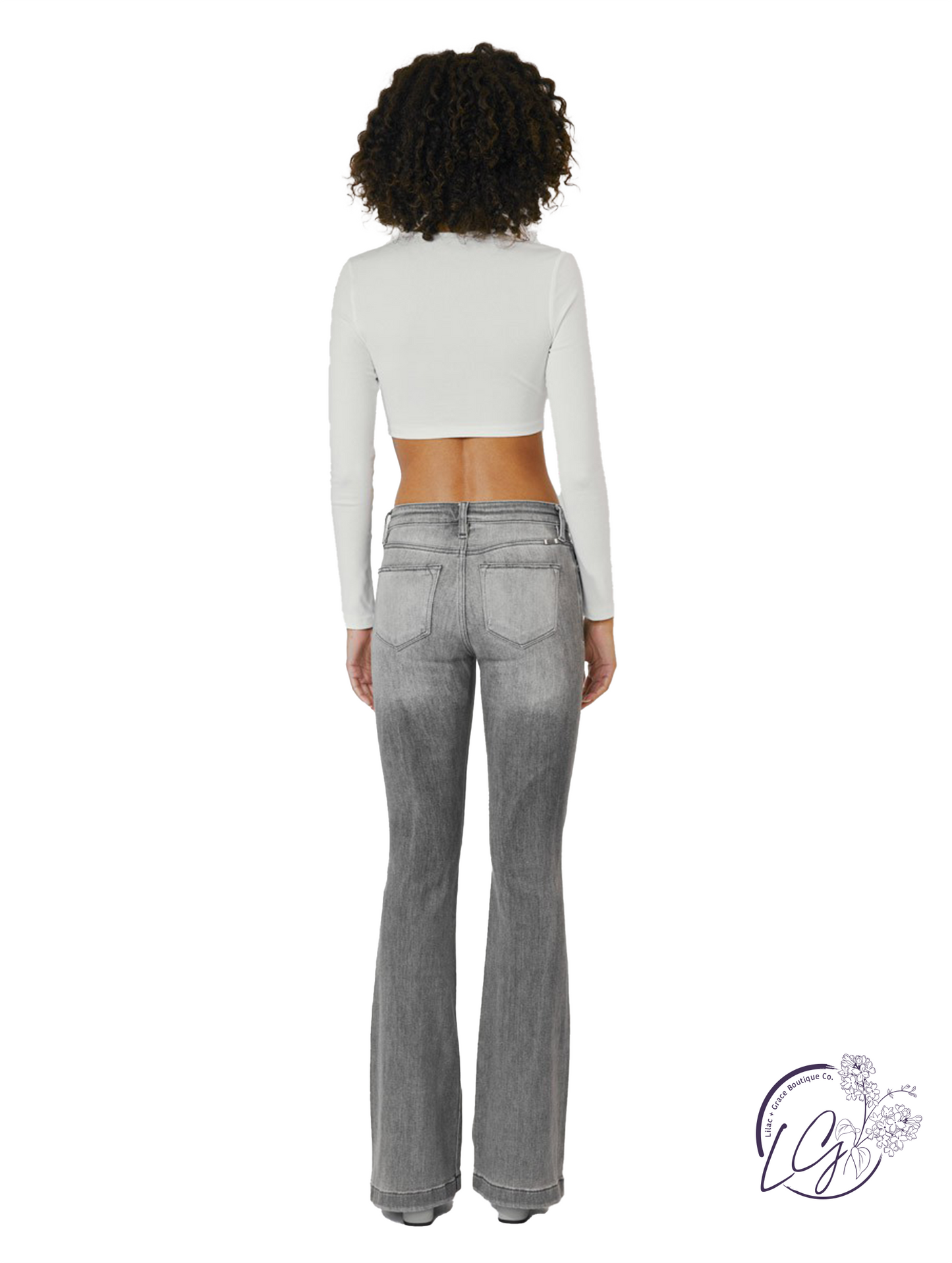 Nola Mid-Rise Button Fly Distressed Flare Jean by KanCan