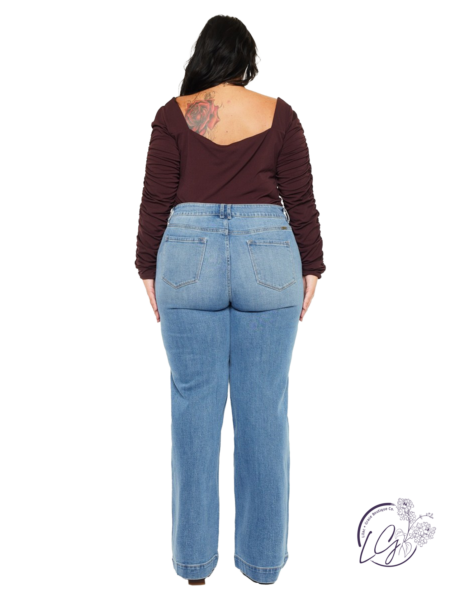 Curvy Kathleen High-Rise Trouser Wide Leg Jeans by Kan Can