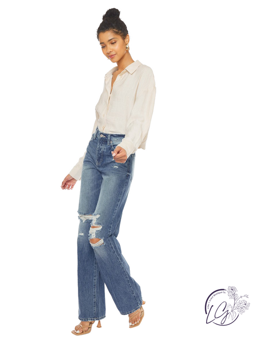 Felicity Ultra High-Rise '90s Wide Leg Flare Jeans by Kan Can