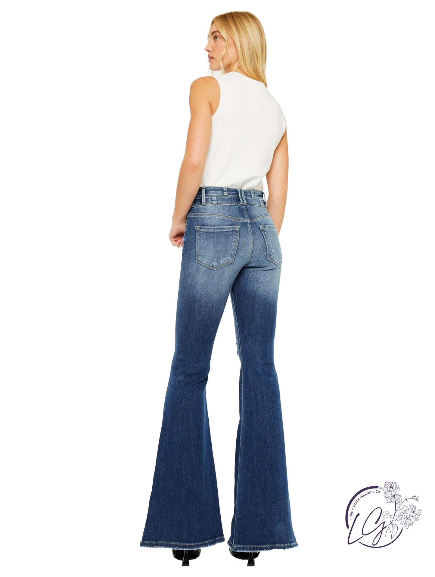 Harriet High-Rise Super Flare Jeans by Kan Can