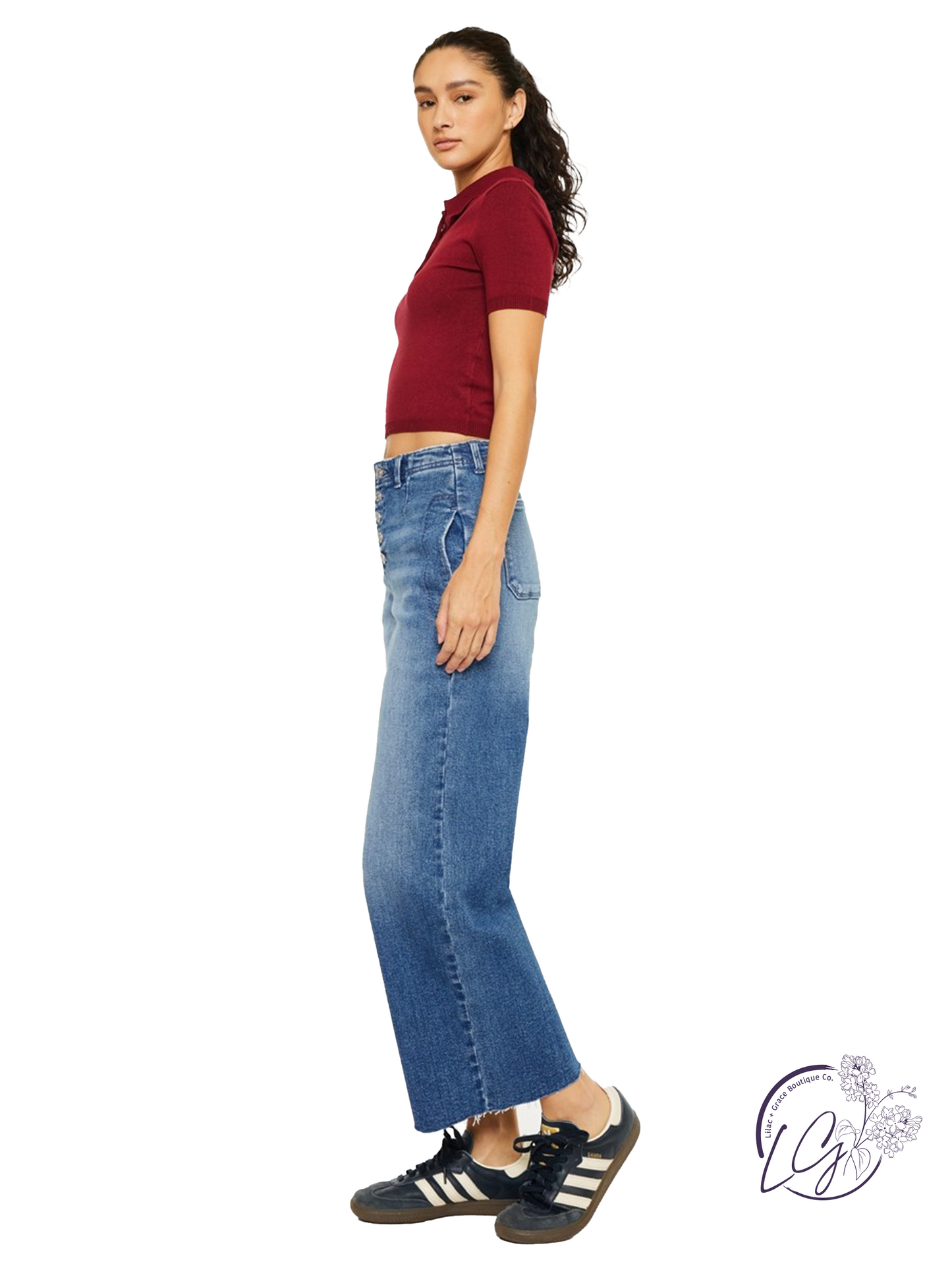 Emilia High-Rise Crop Wide Leg Jeans by Kan Can