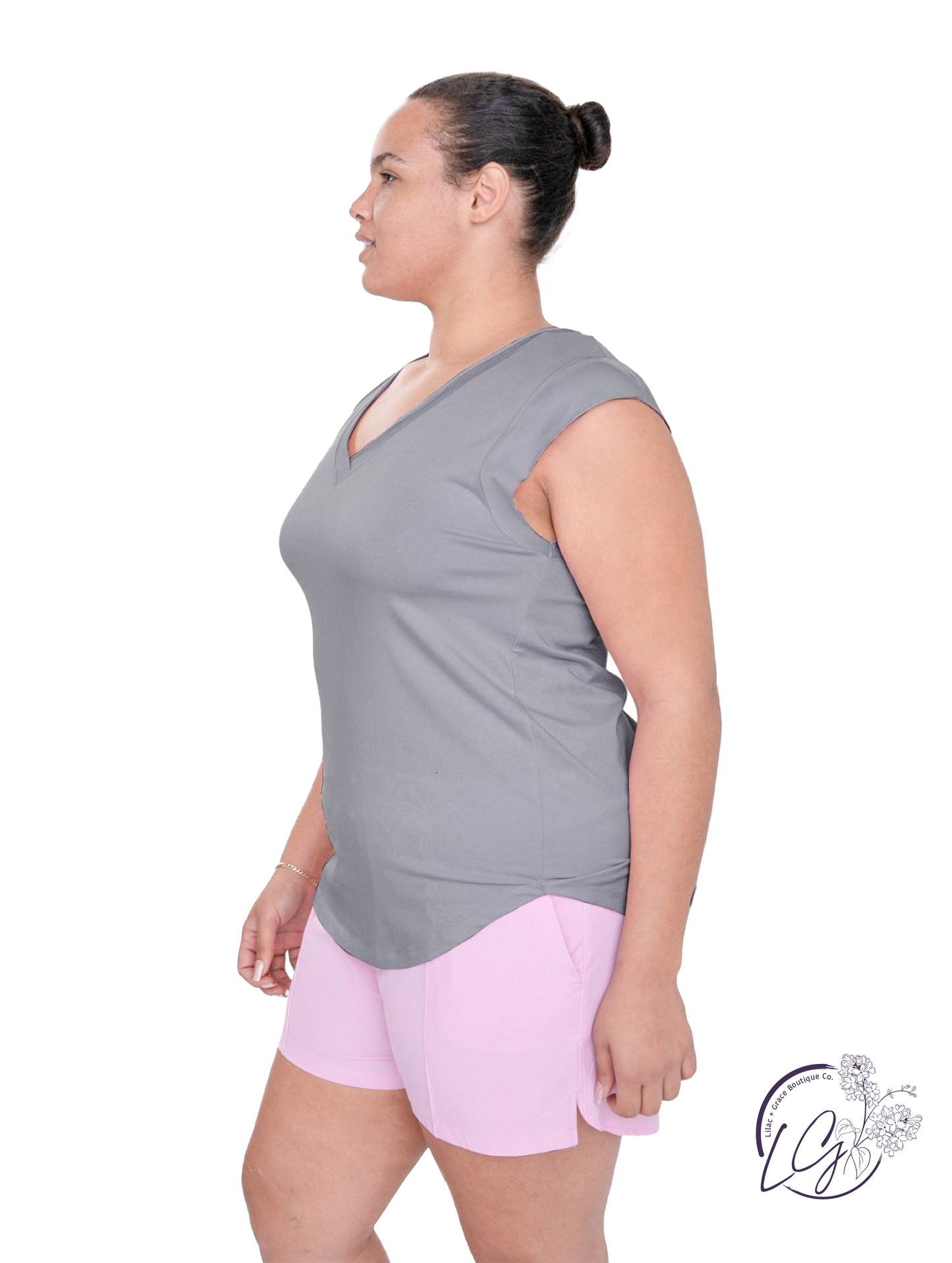 Curvy Soft Sway V- Neck Tee