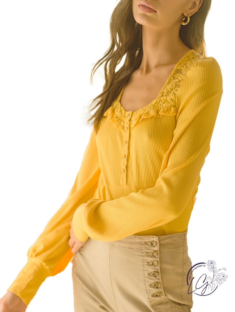 Spring Sunsets Square Neck Puff Long Sleeves