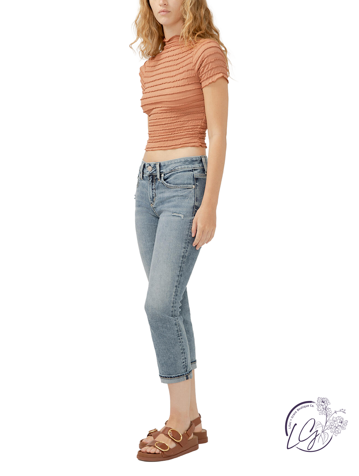 Renata Mid-Rise Luxe Stretch Capri Jeans by Silver Jeans