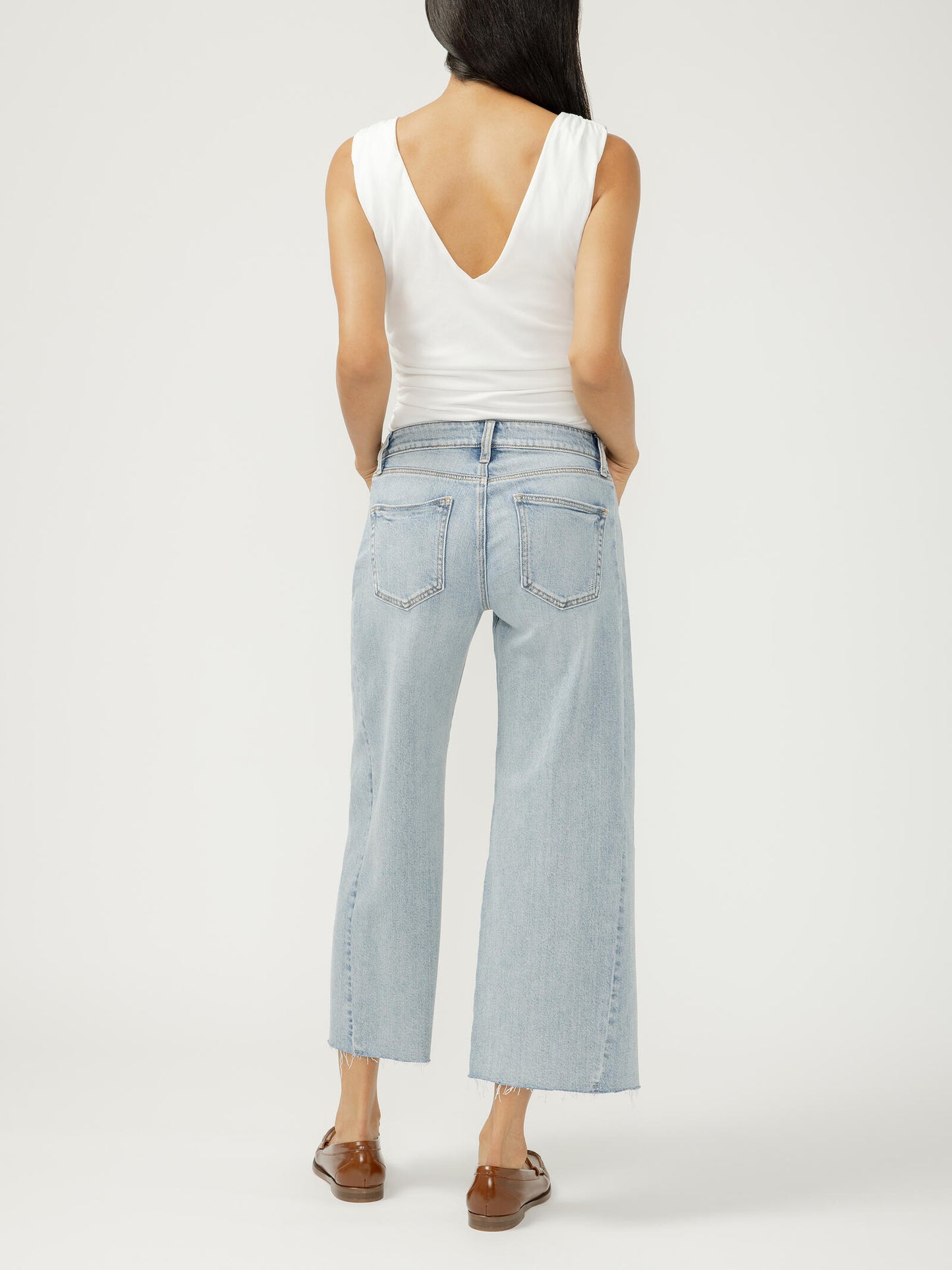 Morning Mist Cropped Wide Leg Jeans