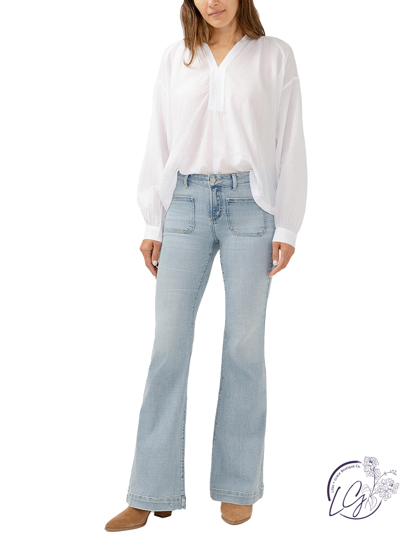 Clarissa Mid-Rise Flare Leg Jeans by Silver Jeans