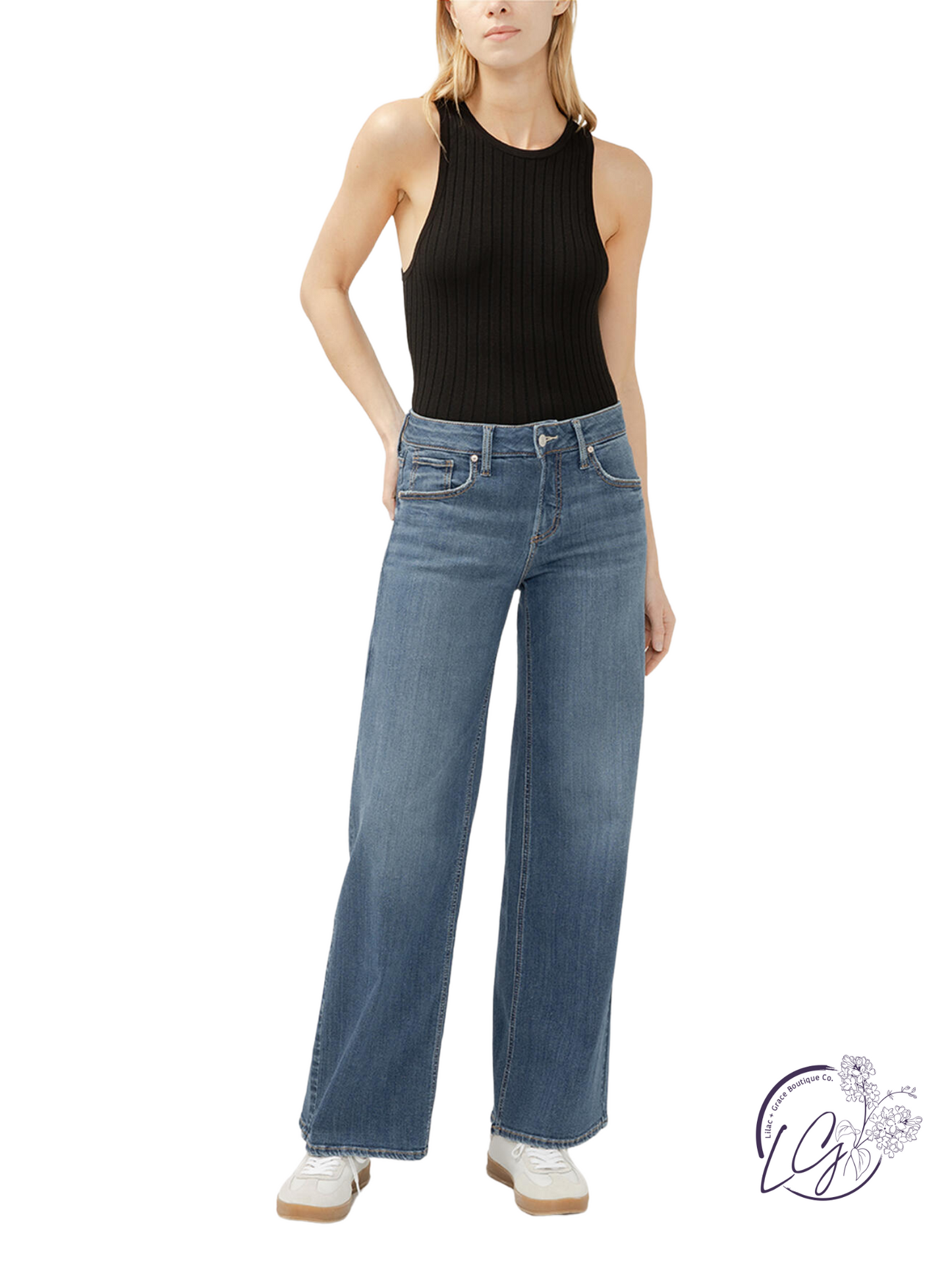 Paloma Mid-Rise Wide Leg Non-Distressed by Silver Jeans