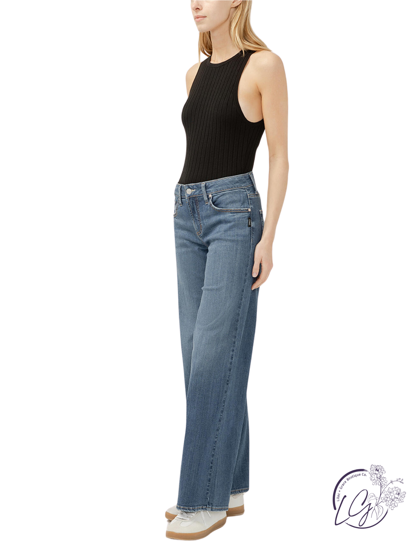 Paloma Mid-Rise Wide Leg Non-Distressed by Silver Jeans