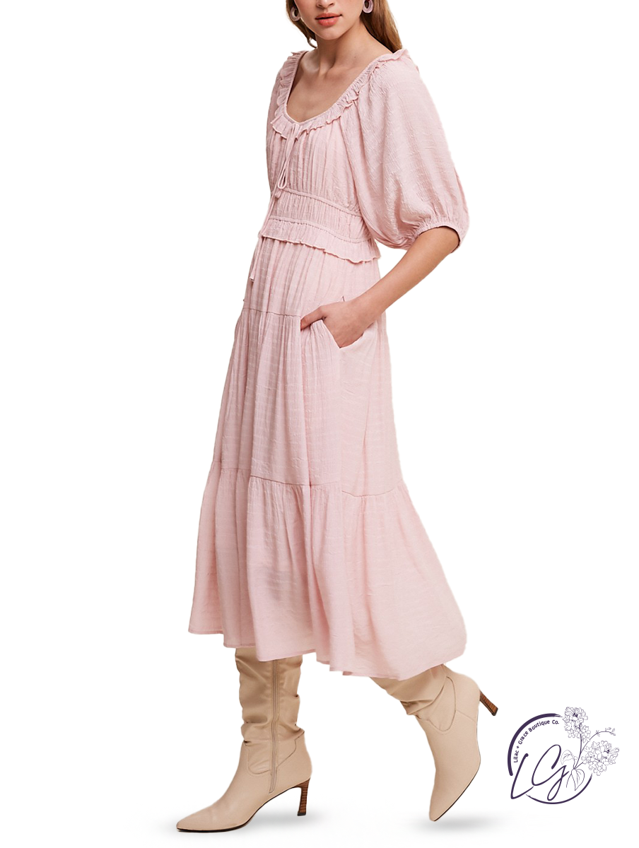 Vintage Vineyard Tiered Midi Dress