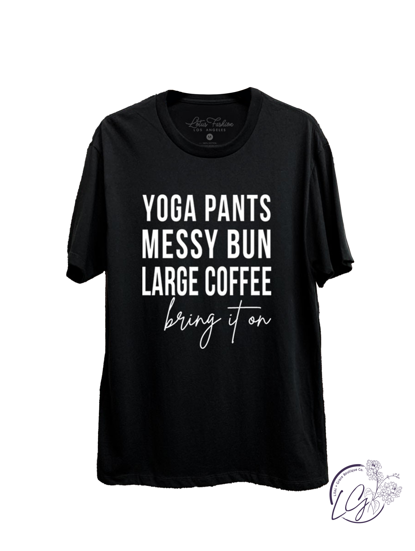 Yoga Pants Messy Bun Large Coffee Graphic Top