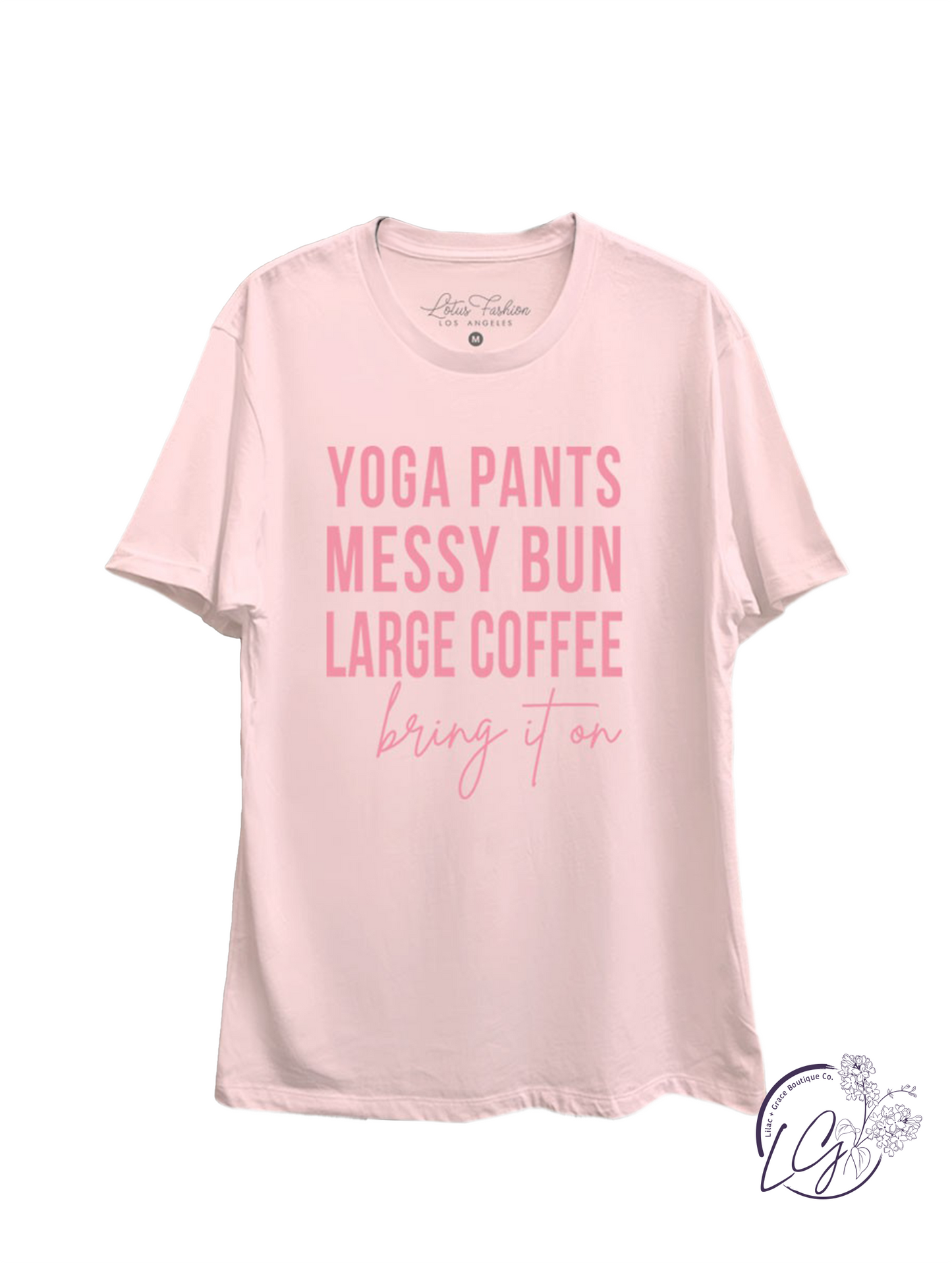 Yoga Pants Messy Bun Large Coffee Graphic Top