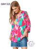 Curvy Multi Print Lizzy 3/4 Sleeve Top