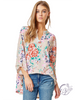 Beige Floral Lizzy 3/4 Sleeve Top