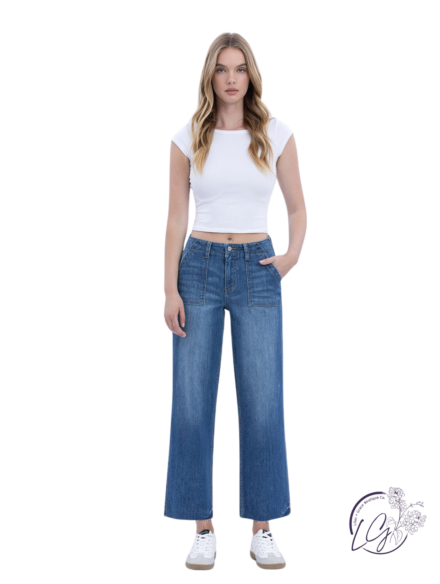 Diane High Rise Crop Straight Non-Distress by Lovervet