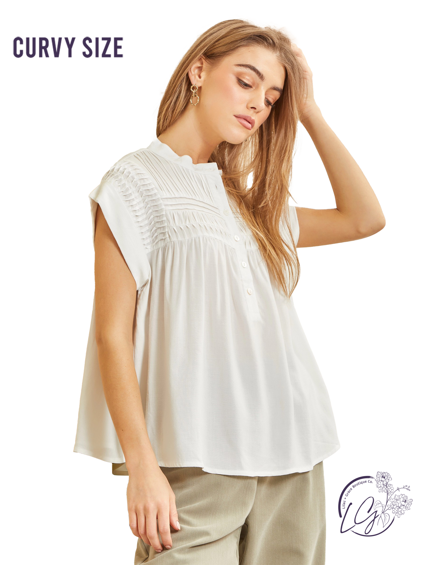 Curvy Love This Vibe Pleated Top