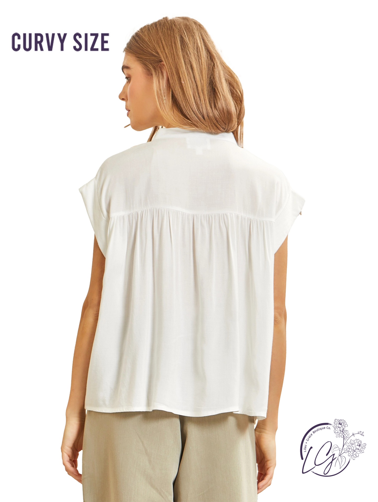 Curvy Love This Vibe Pleated Top