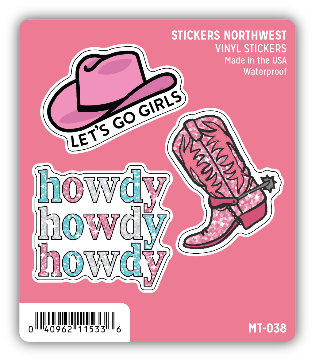 Sparkly Cowgirl Mini Trio Sticker Pack