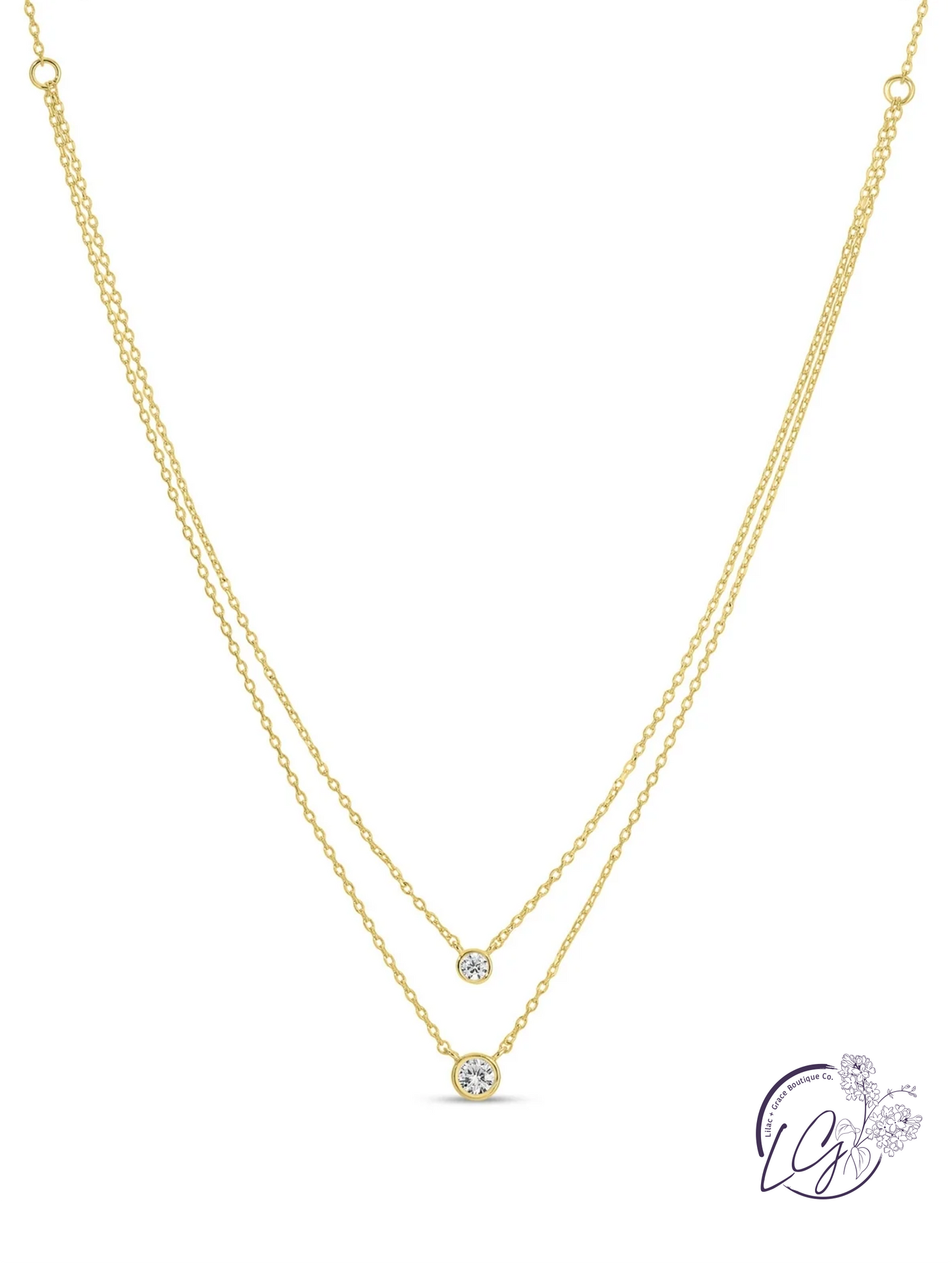 Double Layer Appeal Framed CZ Necklace