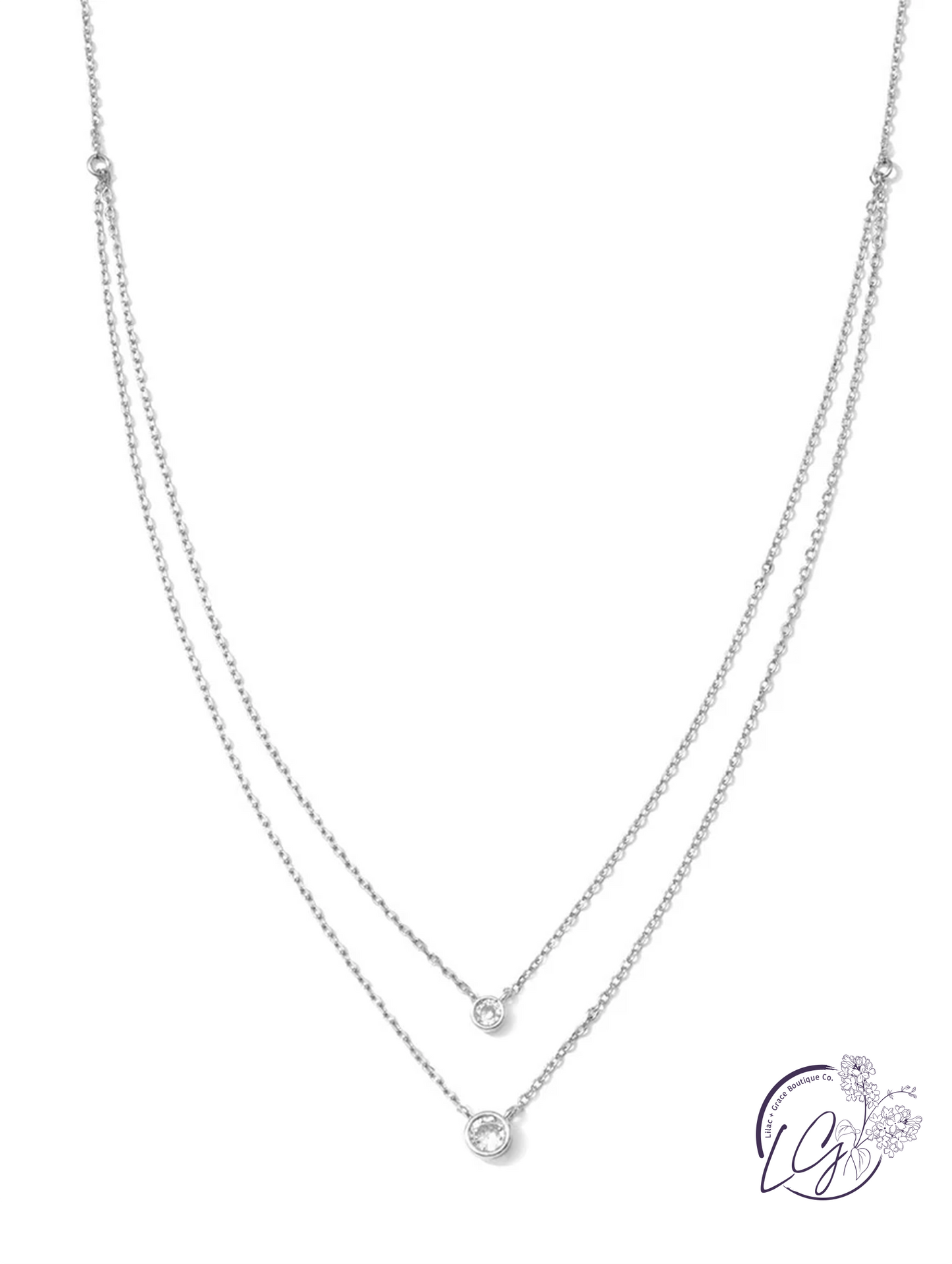 Double Layer Appeal Framed CZ Necklace