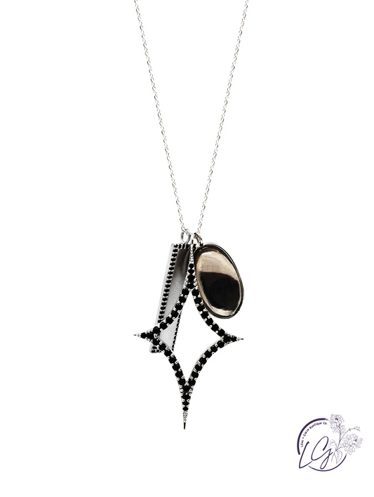 Delicate Black Pave Long Necklace