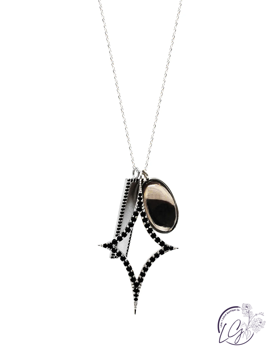 Delicate Black Pave Long Necklace