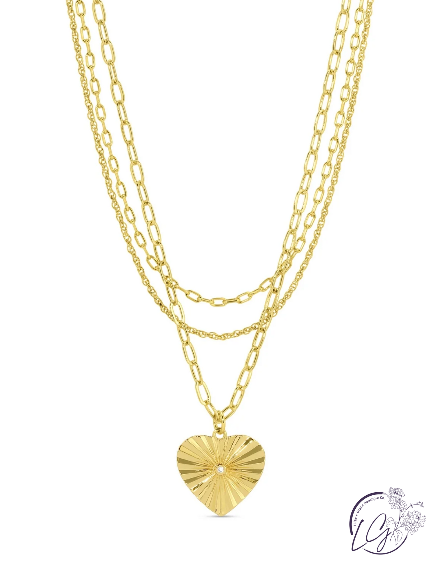 Triple Layer Heart Pendant Necklace