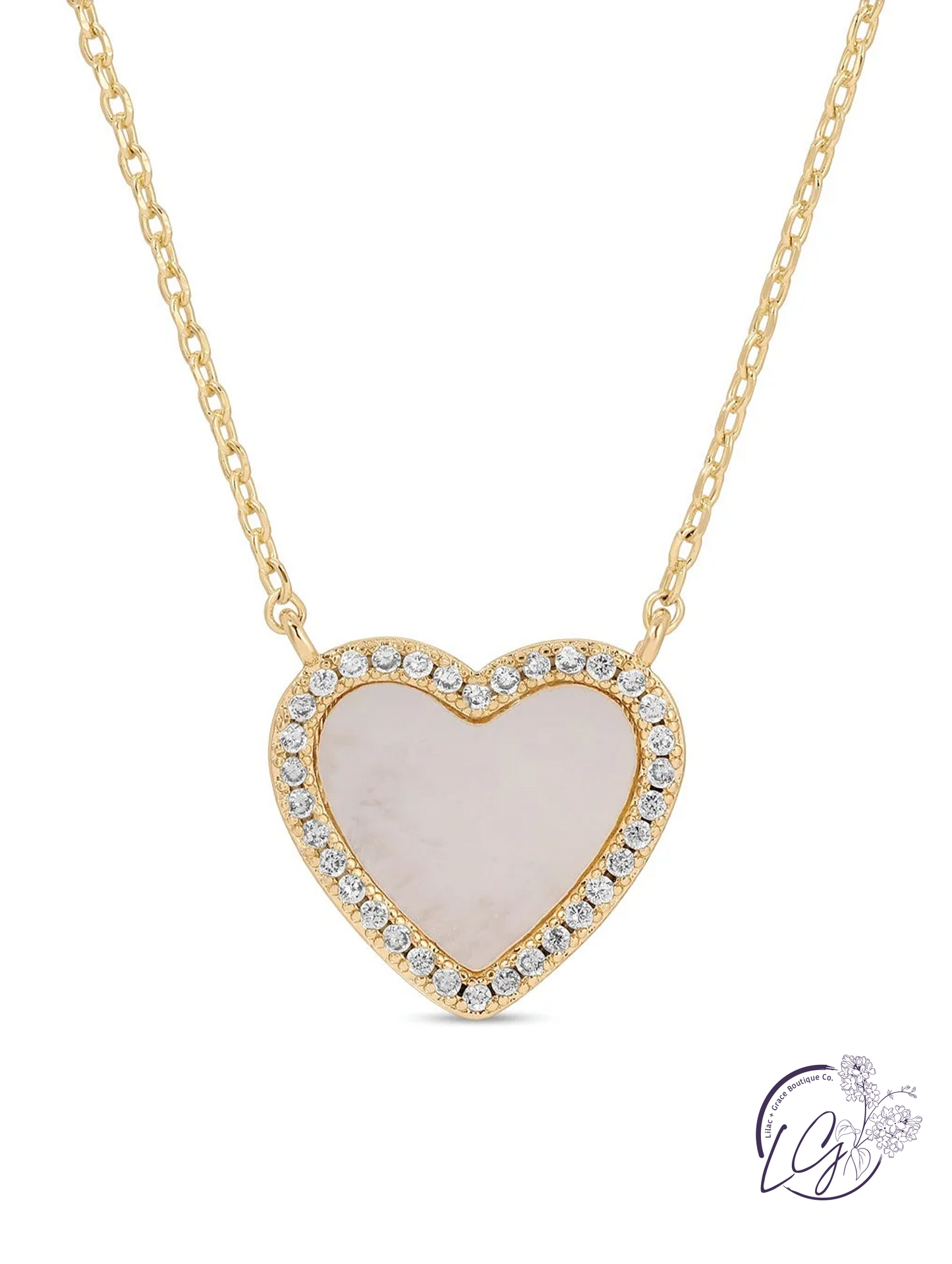 My Heart is Yours, Shell Pave Heart Necklace