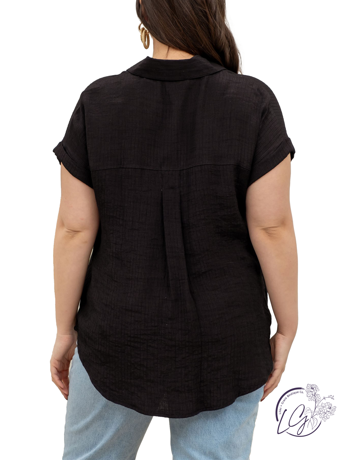 Curvy Modern Solid Button Down