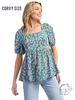 Curvy Echoes of Summer Babydoll Top