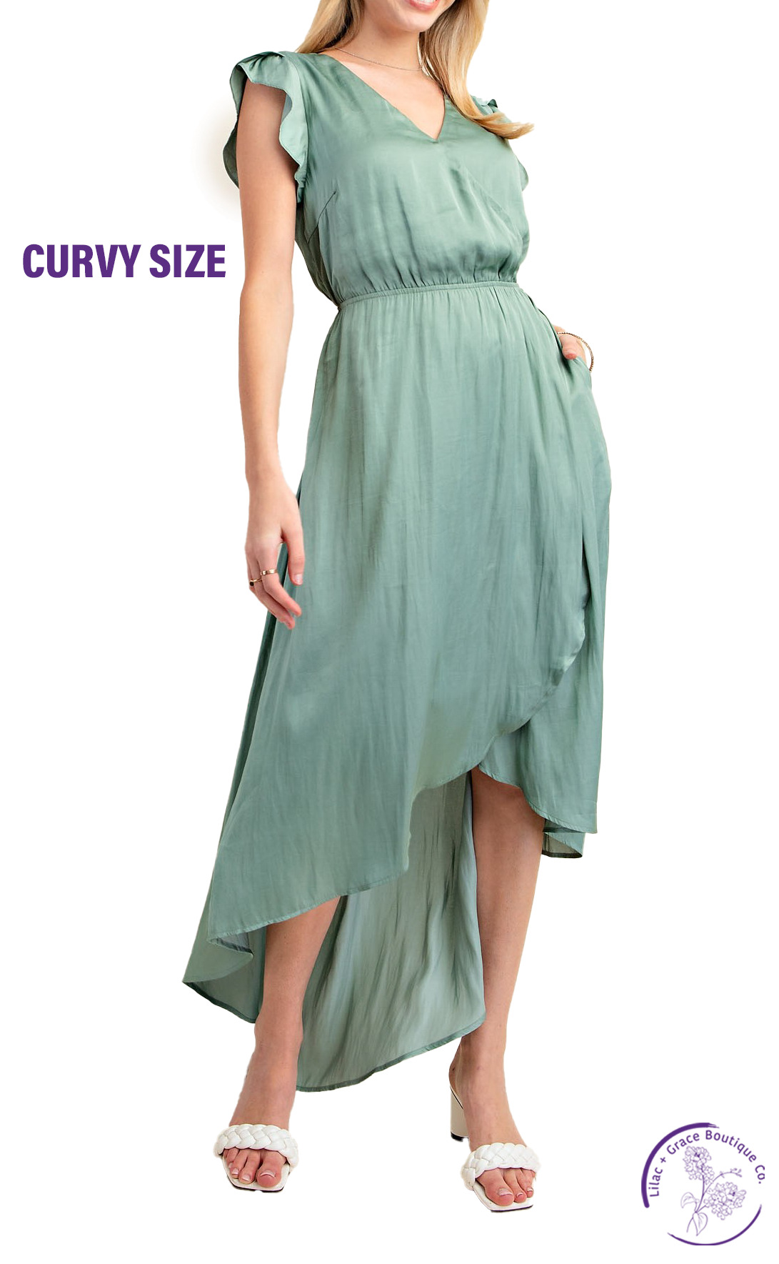 Curvy Classic Elegance High-Low Maxi Dress