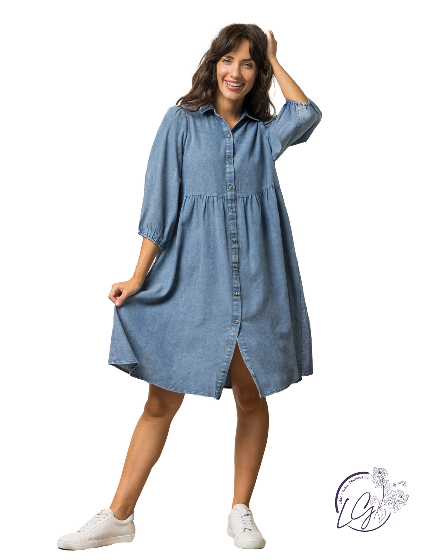 City Hums Low Denim Dress