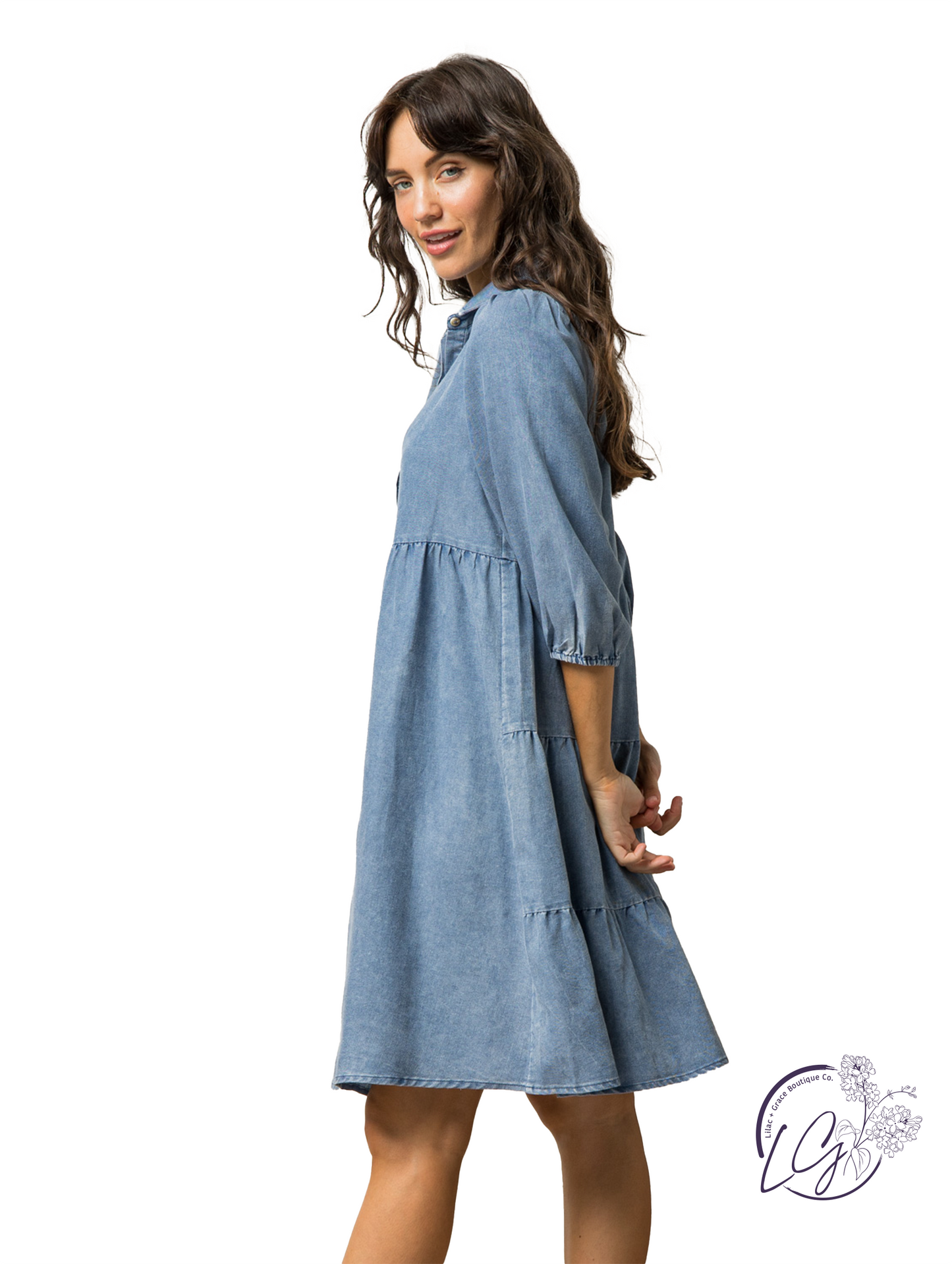 City Hums Low Denim Dress